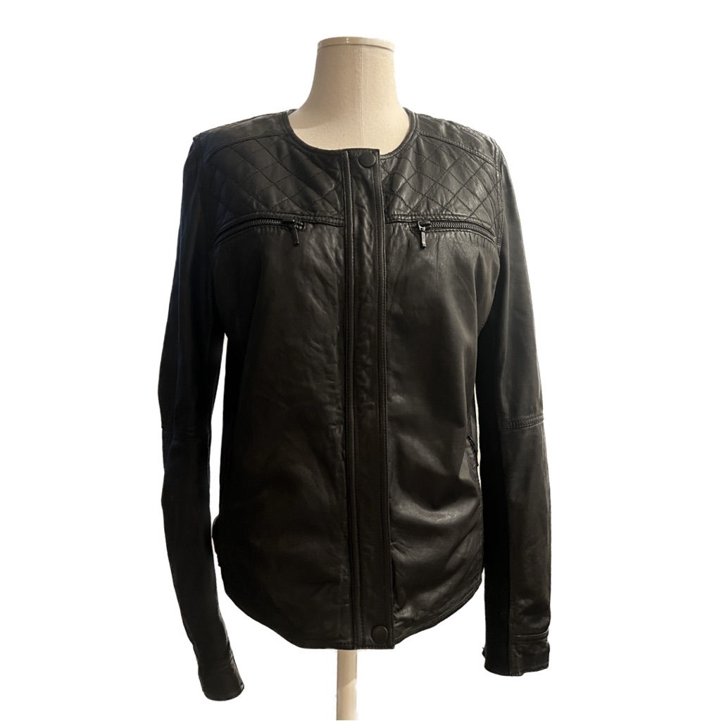 Caslon Leather Jacket With Quilted Accent | Nordstrom